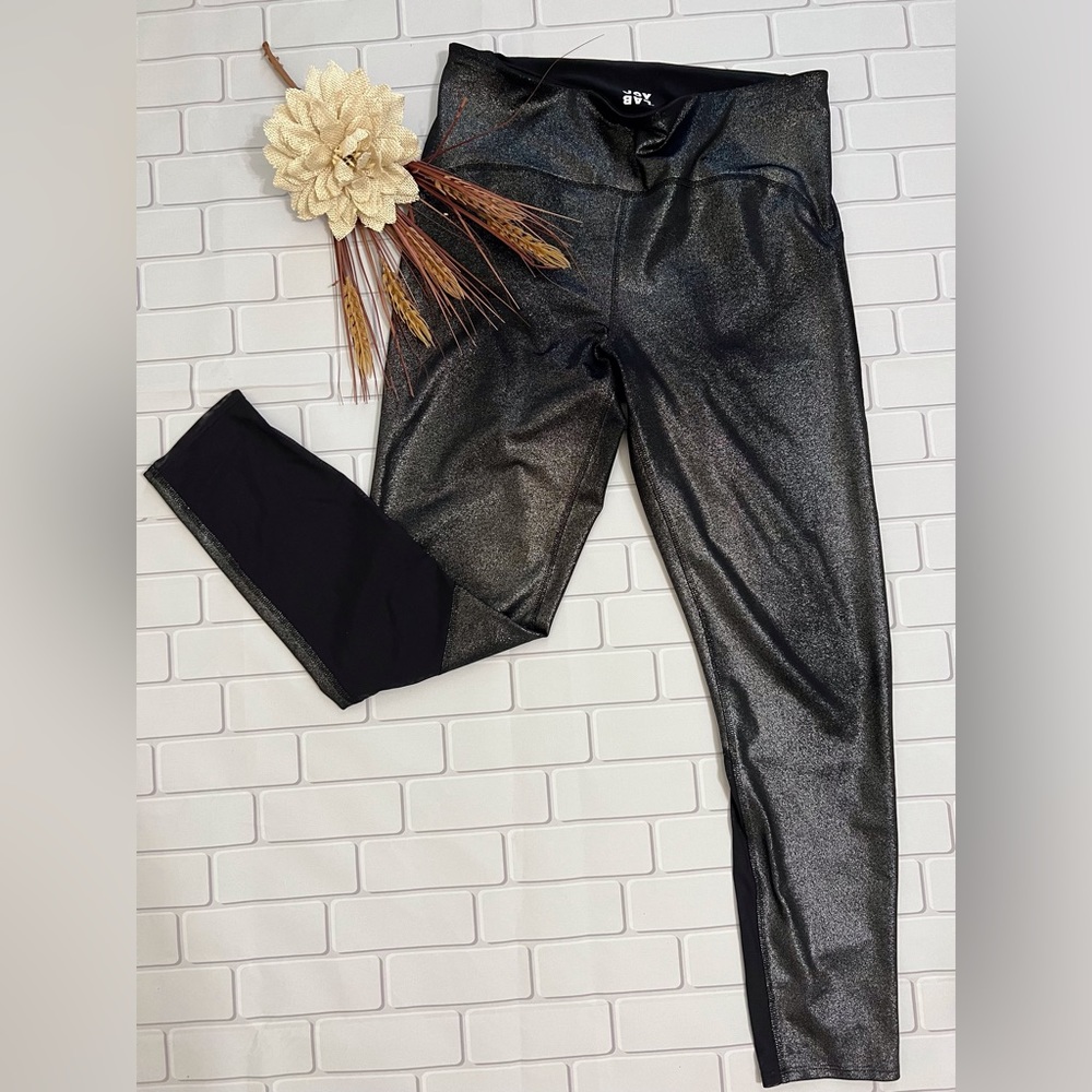 Joylab Black Glitter Mesh Leggings Size Large
